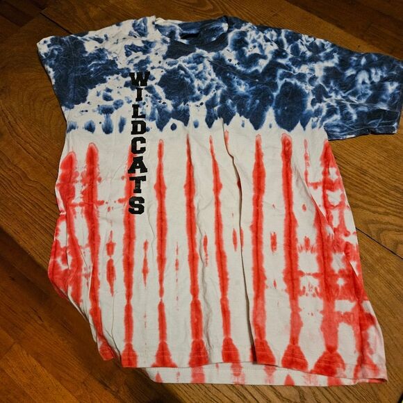 Hanes Brand: WILDCAT Red White Blue Tie Dye Shirt Mens XL/XXL Shirt - Picture 8 of 8